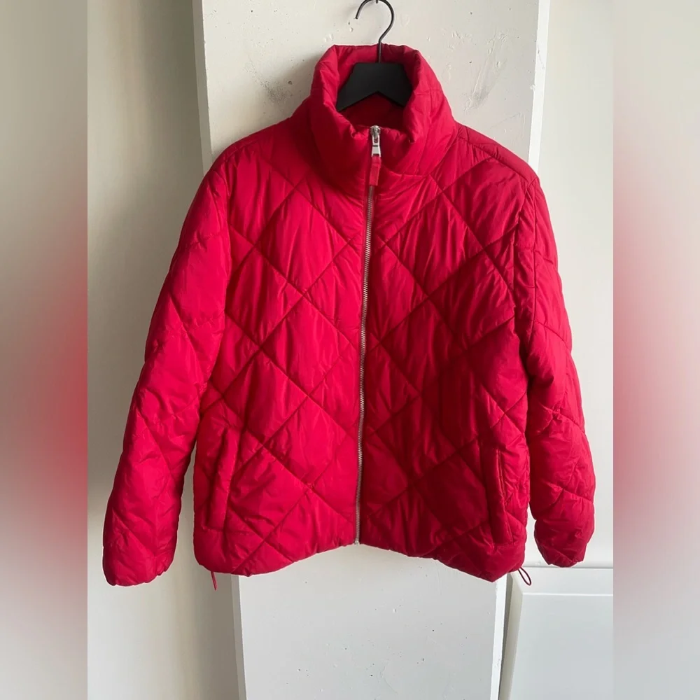 LOFT Quilted Puffer Jacket in Red Size M - Picture 2 of 8